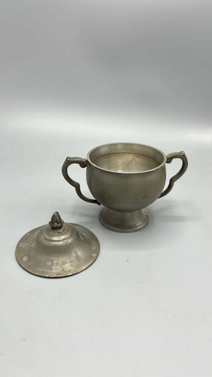 Suikerpot tin met deksel oren vintage klassiek tafelservies - foto 3