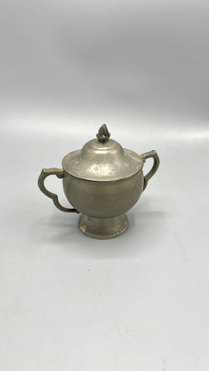 Suikerpot tin met deksel oren vintage klassiek tafelservies - foto 2