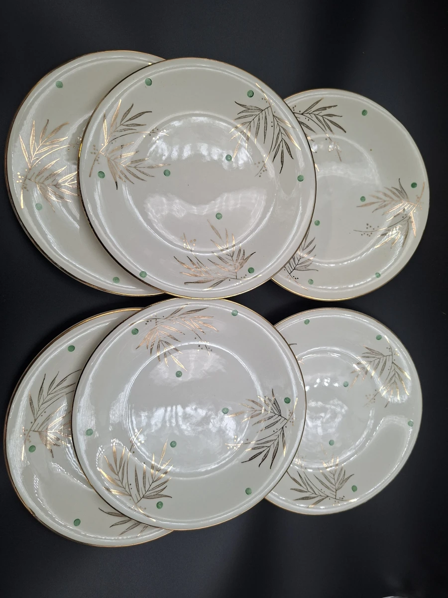 6 vintage Boch La Louvière borden decor Palme - foto 4