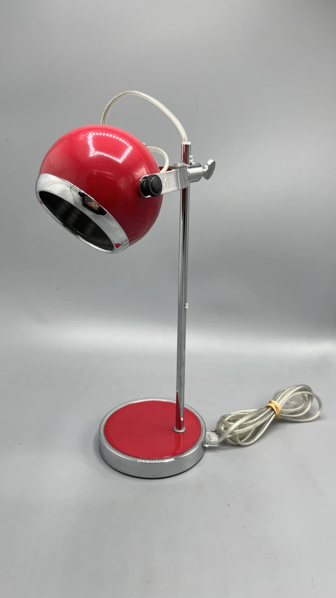Bureaulamp eyeball Space Age vintage rood chroom tafellamp - foto 2
