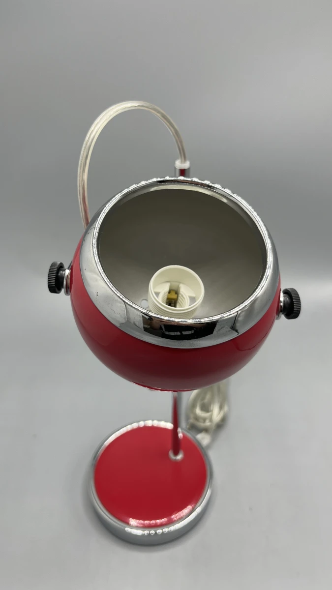 Bureaulamp eyeball Space Age vintage rood chroom tafellamp - foto 3