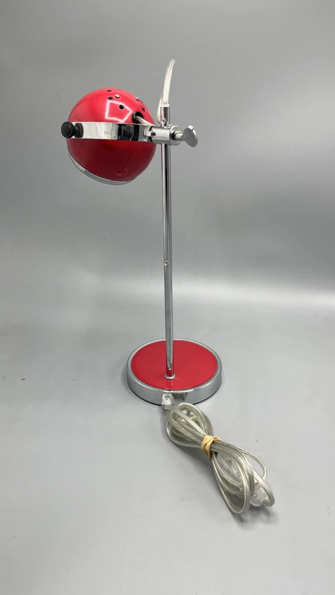 Bureaulamp eyeball Space Age vintage rood chroom tafellamp - foto 4