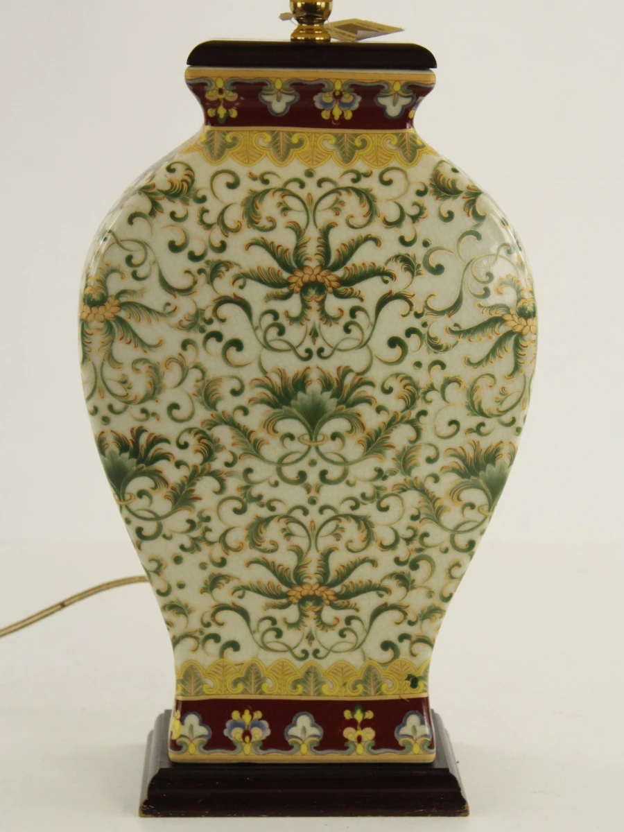 Chinese gemberpot tafellamp met groen-wit floraal patroon - foto 5