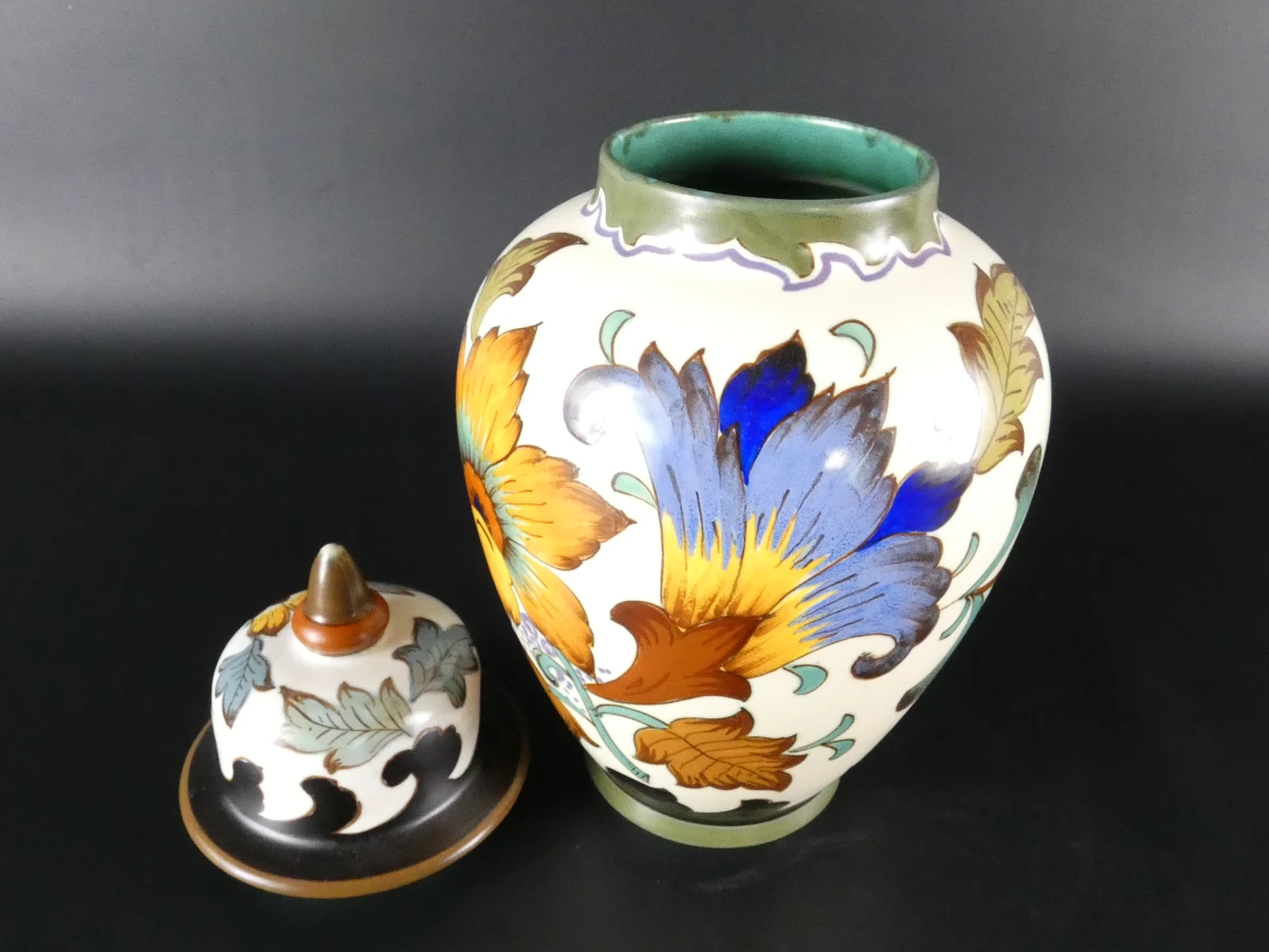 Vintage dekselvaas met bloemenmotief - foto 3