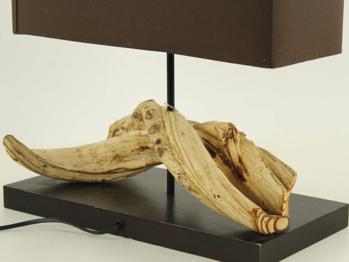 Wabi-Sabi stijl tafellamp met sculpturale drijfhout voet - foto 6