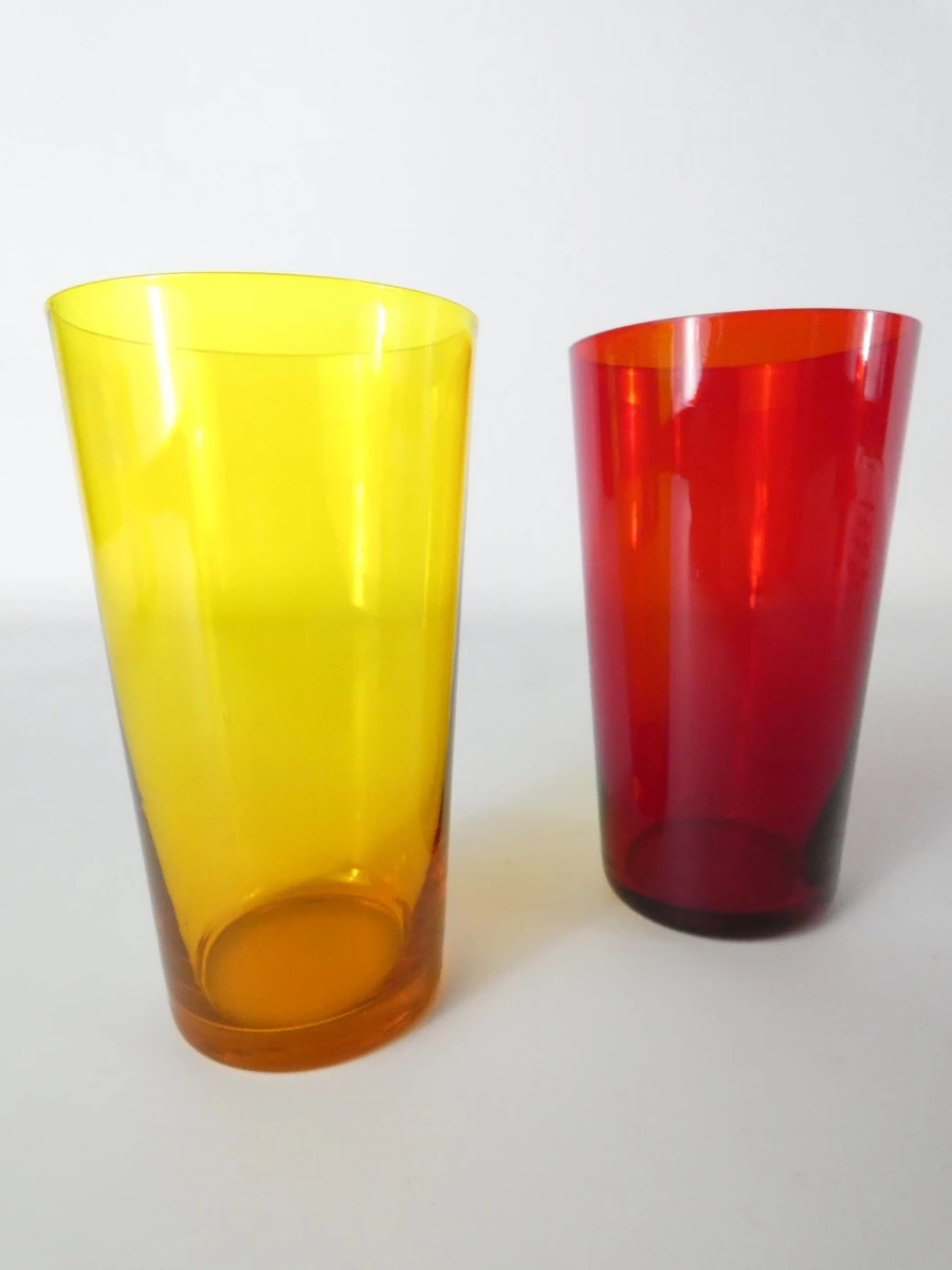 Vintage gekleurde longdrinkglazen met metalen draaghouder – 6 kleuren – Tomado Holland - foto 4