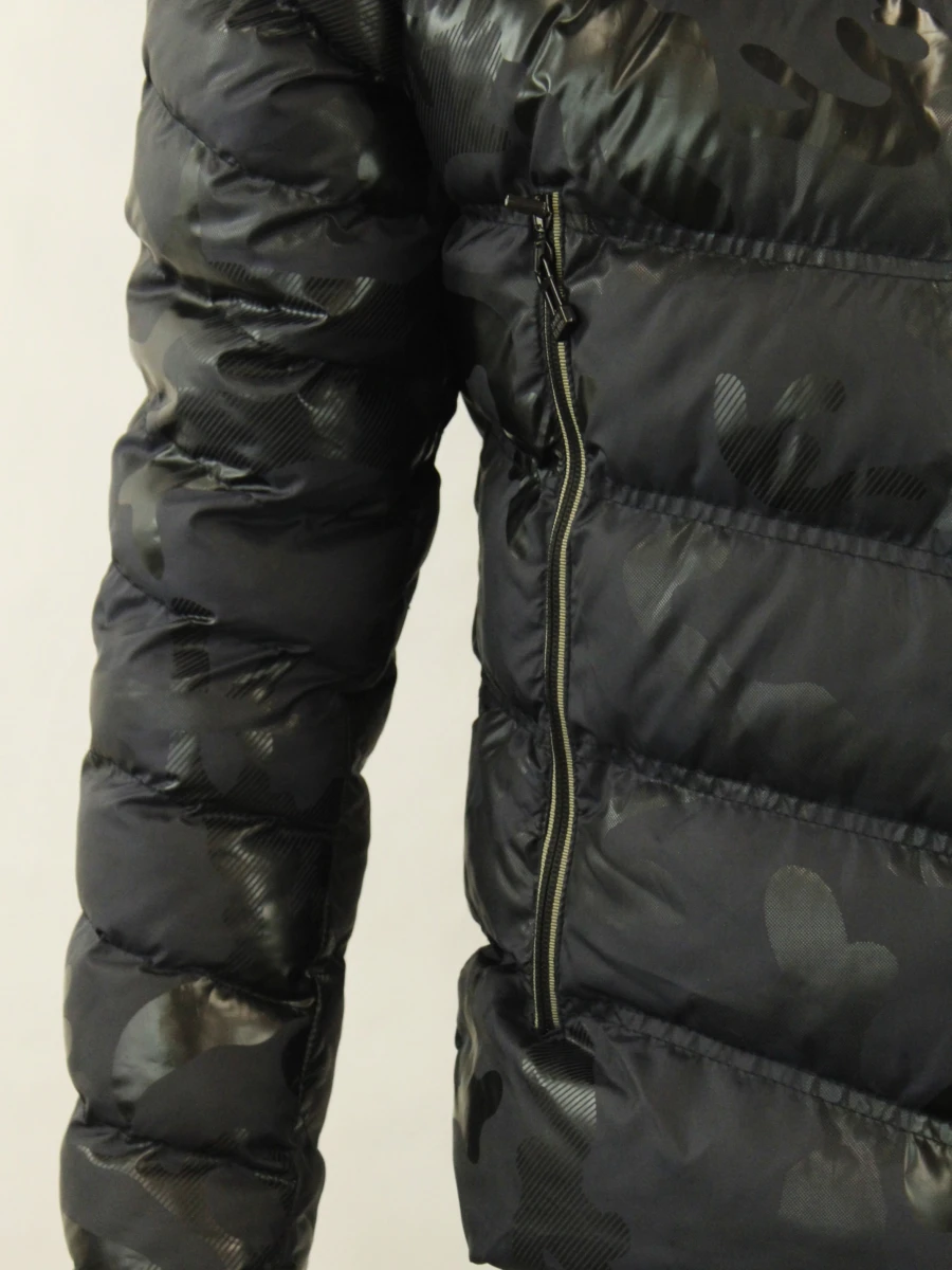 Stone Island zwarte gewatteerde winterjas met faux fur aan kap -  maat: M - foto 4