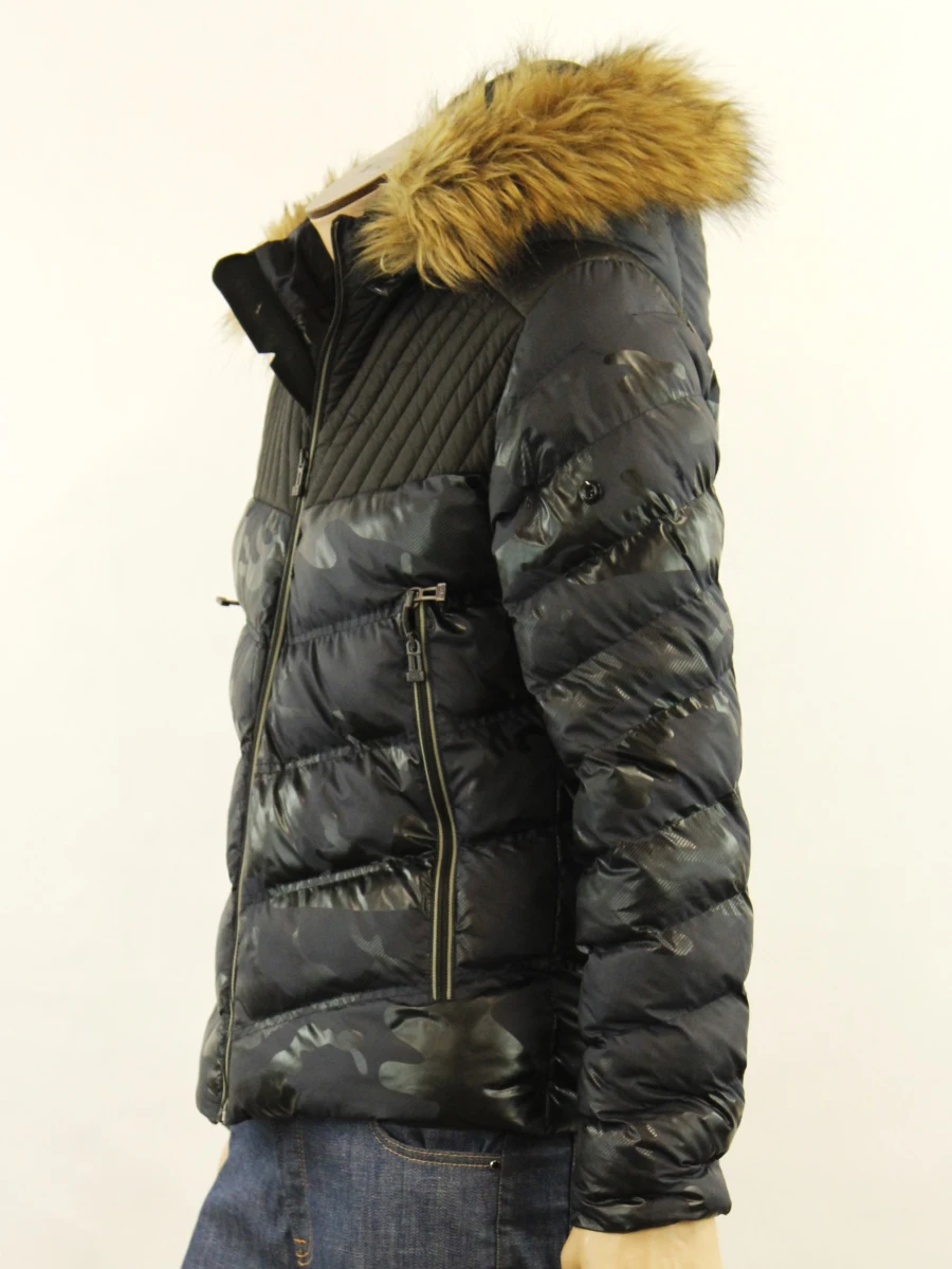 Stone Island zwarte gewatteerde winterjas met faux fur aan kap -  maat: M - foto 7