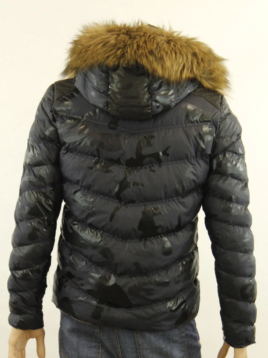 Stone Island zwarte gewatteerde winterjas met faux fur aan kap -  maat: M - foto 8