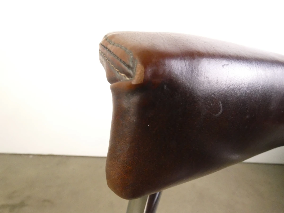 Set van 3 vintage design eetkamerstoelen – verchroomd buisframe met donkerbruine bekleding - foto 27