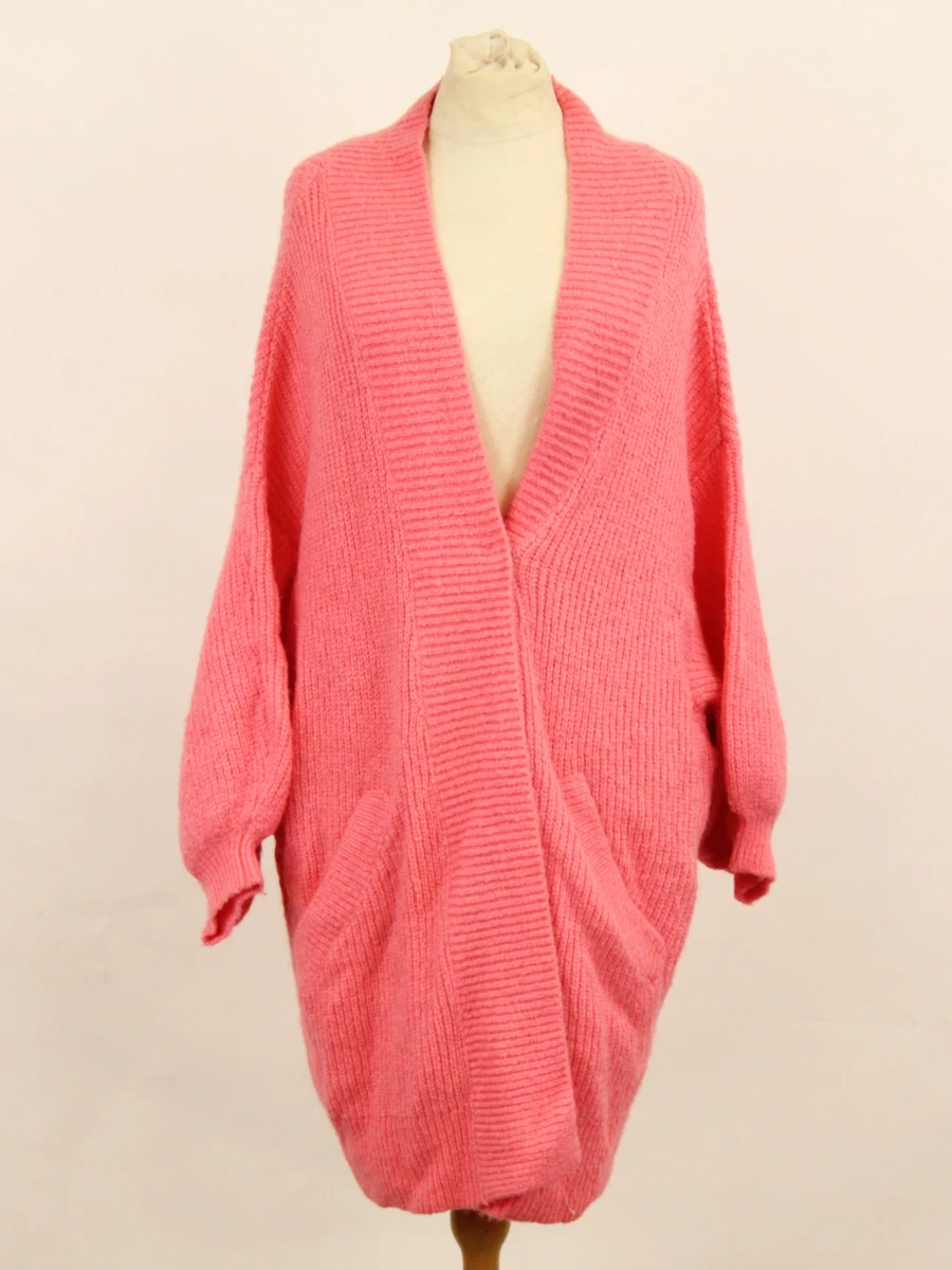 MaxMara roze oversized gebreid vest met zakken - maat L - foto 2