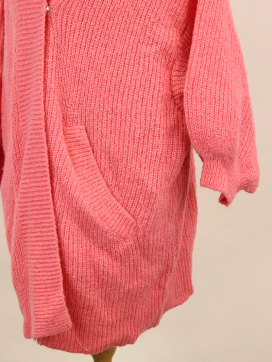 MaxMara roze oversized gebreid vest met zakken - maat L - foto 3