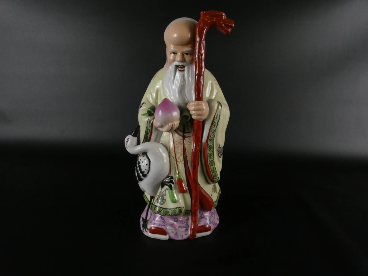 Set van drie Chinese geluksgoden: Fu, Lu en Shou figuren - foto 19