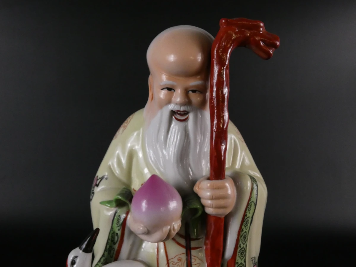 Set van drie Chinese geluksgoden: Fu, Lu en Shou figuren - foto 26