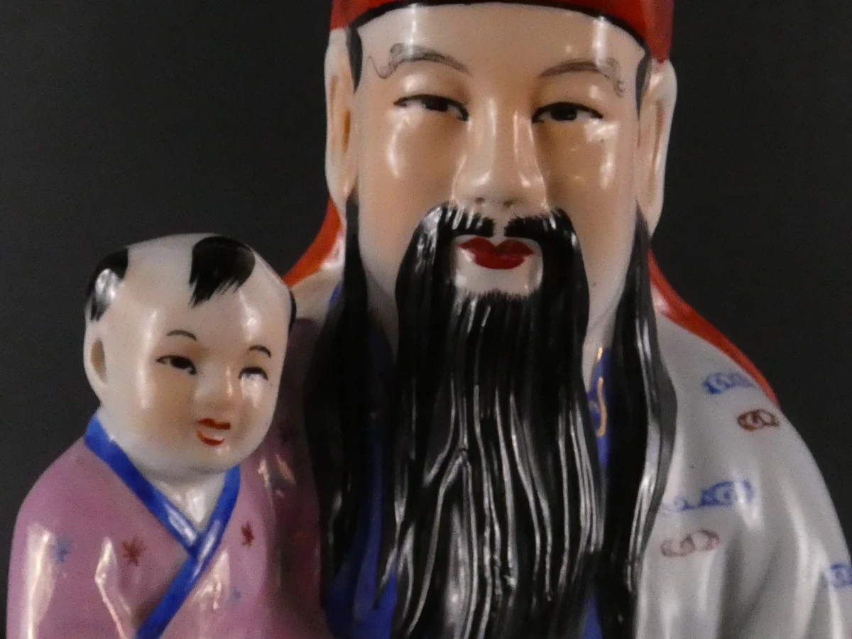 Set van drie Chinese geluksgoden: Fu, Lu en Shou figuren - foto 45