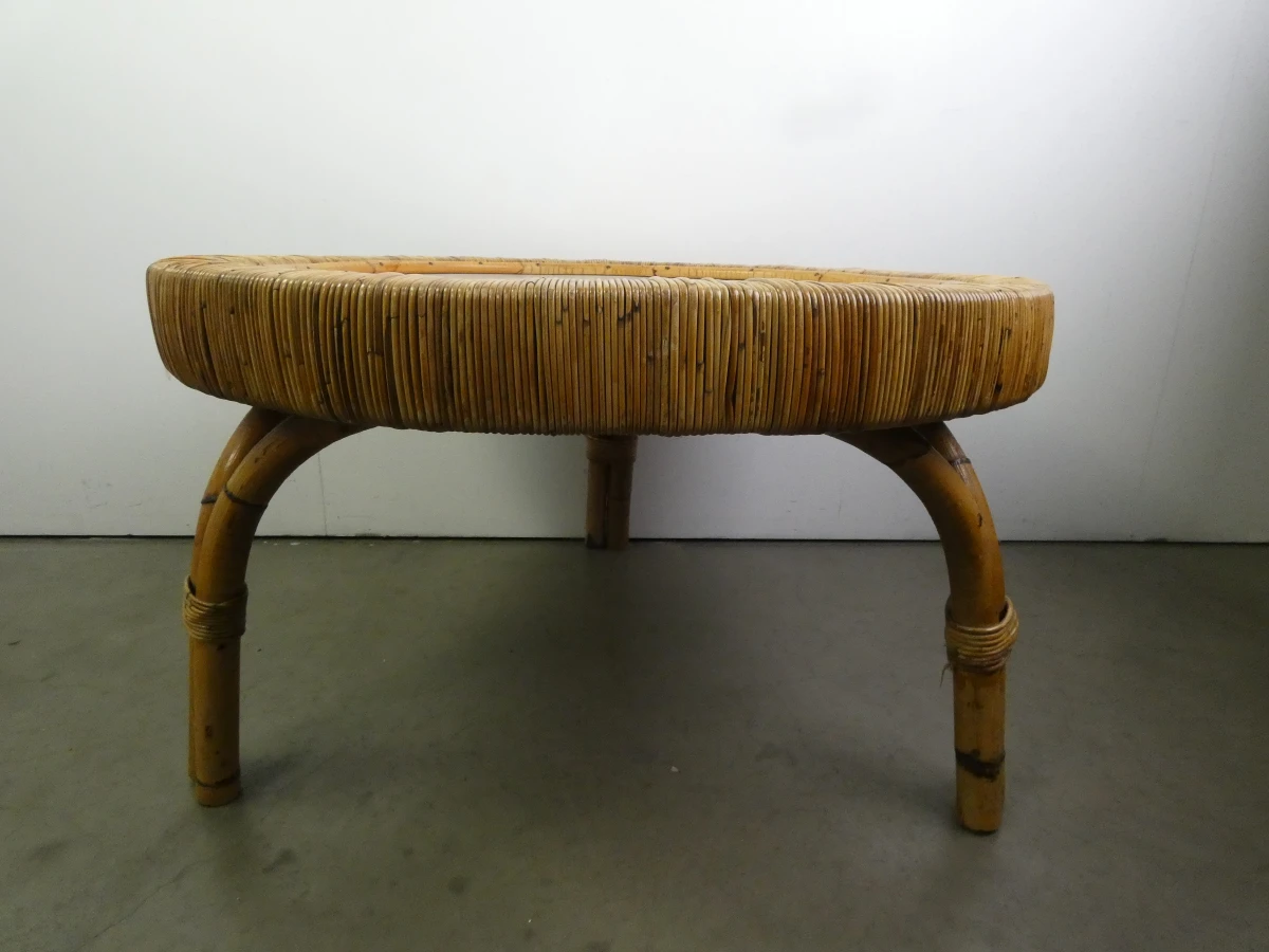 Ronde rotan salontafel met wit blad - foto 2