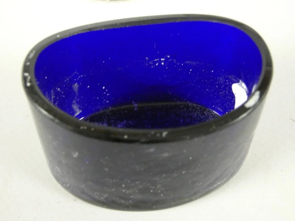 Verzilverd doosje met blauw glazen binnenwerk - foto 4