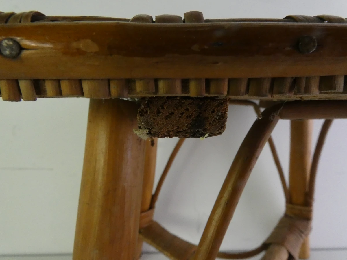 Vintage rotan krukje / bijzettafeltje - foto 4