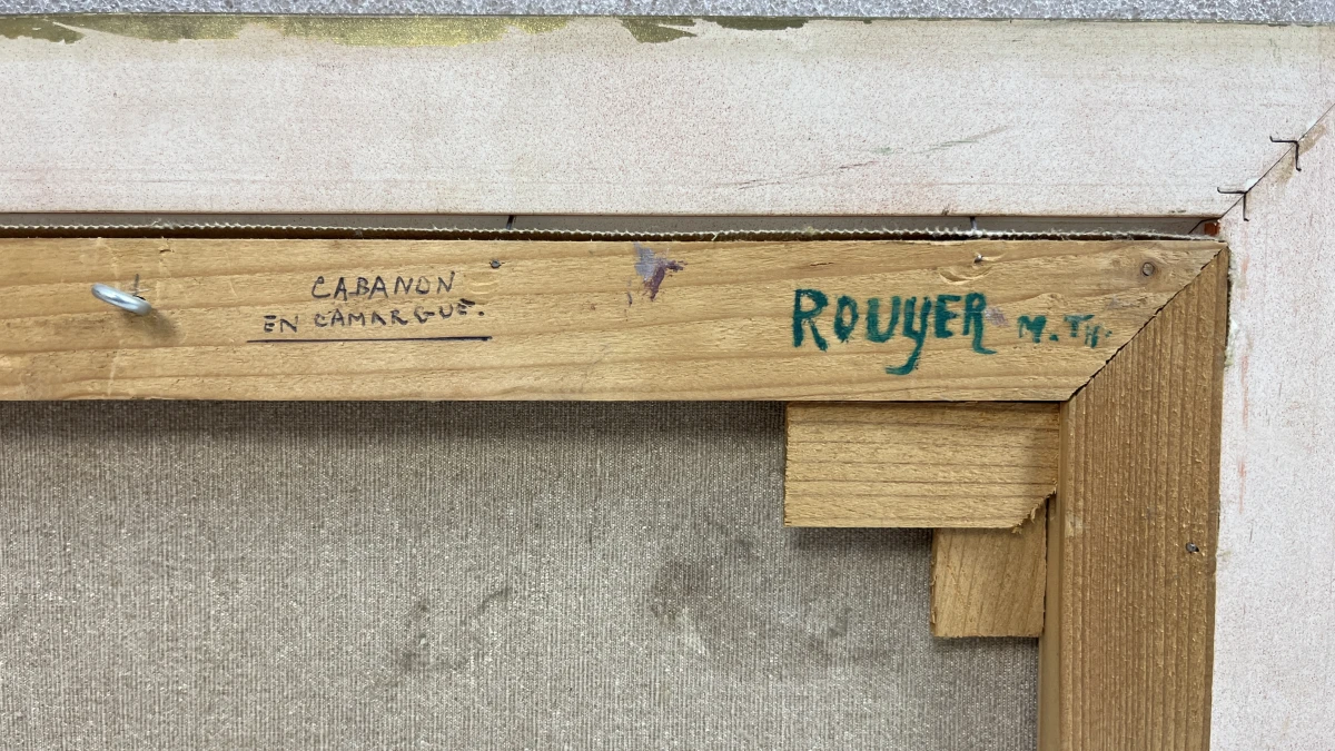 Schilderij Rouyer M.Th Cabanon Camargue olieverf op doek in kader - foto 4