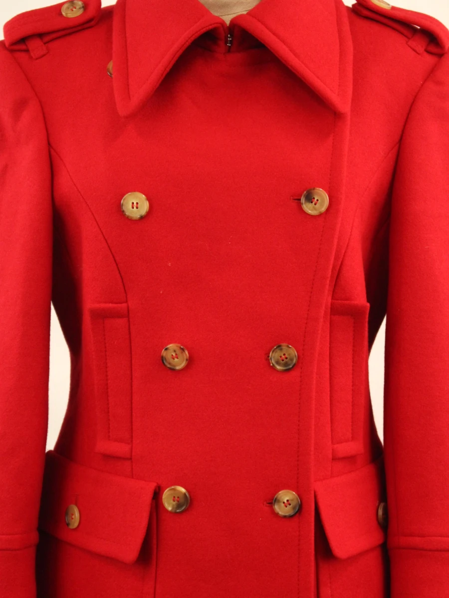 Michael Kors - rode double-breasted jas in virgin wool, angora & cashgora - foto 4