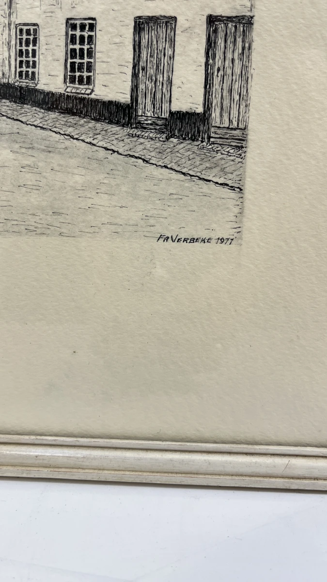 Tekening Fr. Verbeke historisch stadsgezicht 1977 in kader - foto 2
