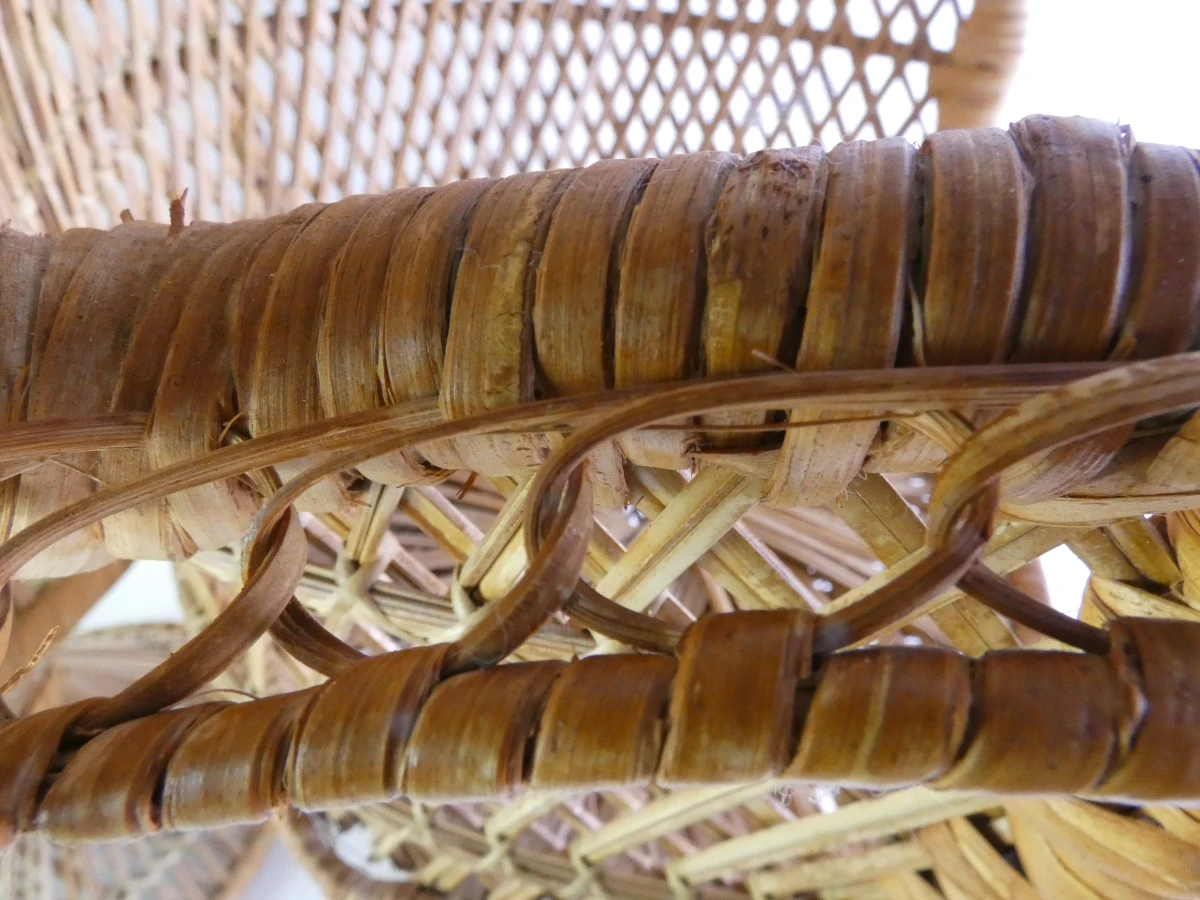 Set van 3 vintage rotan stoelen – decoratieve pauwenstoel en twee kinderstoelen - foto 7