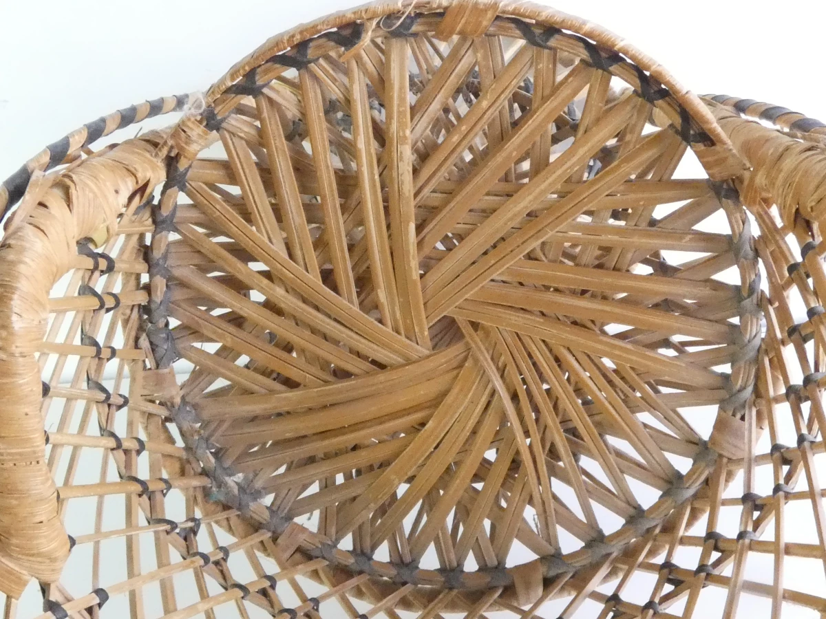 Set van 3 vintage rotan stoelen – decoratieve pauwenstoel en twee kinderstoelen - foto 15