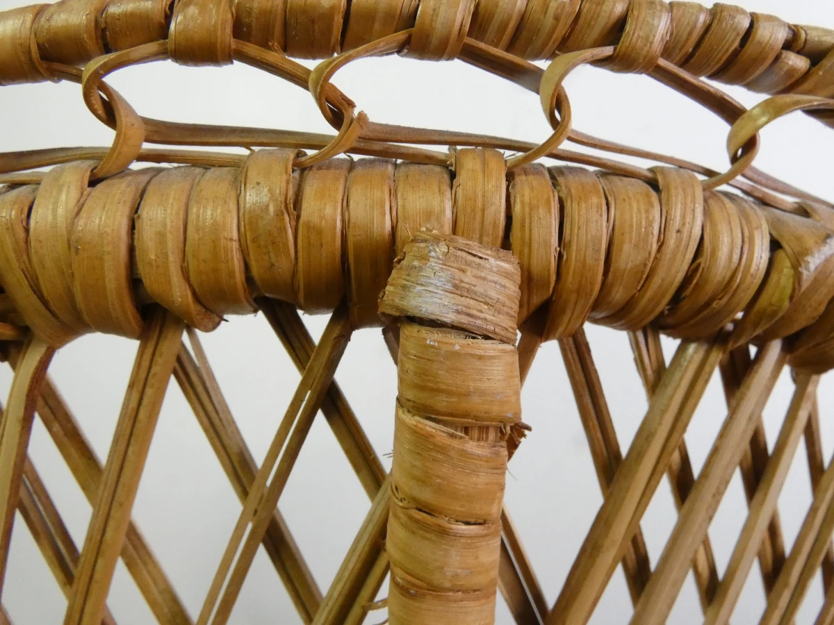 Set van 3 vintage rotan stoelen – decoratieve pauwenstoel en twee kinderstoelen - foto 17