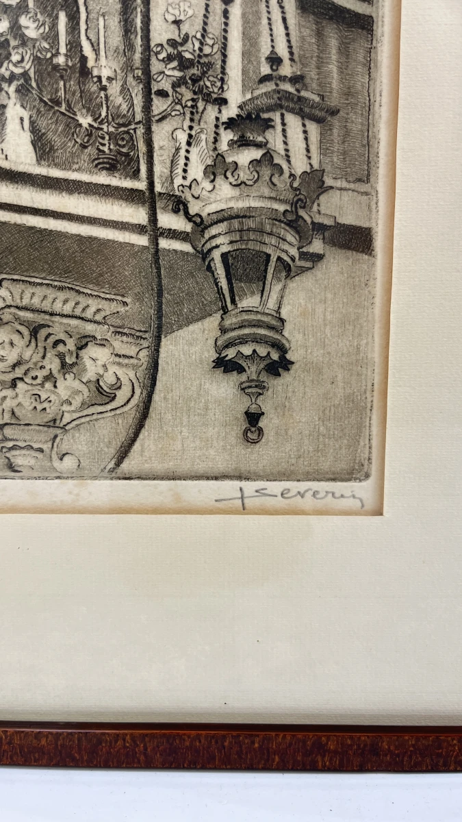 Ets J. Severin Mariabeeld gevelkapel met straatlantaarn in kader - foto 2