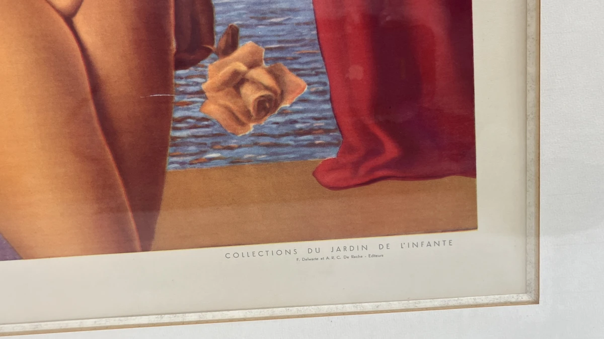 Prachtig ingelijste, zeldzame vintage kunstposter van René Magritte – „Les Fleurs du Mal” (ca. 1960). - foto 3
