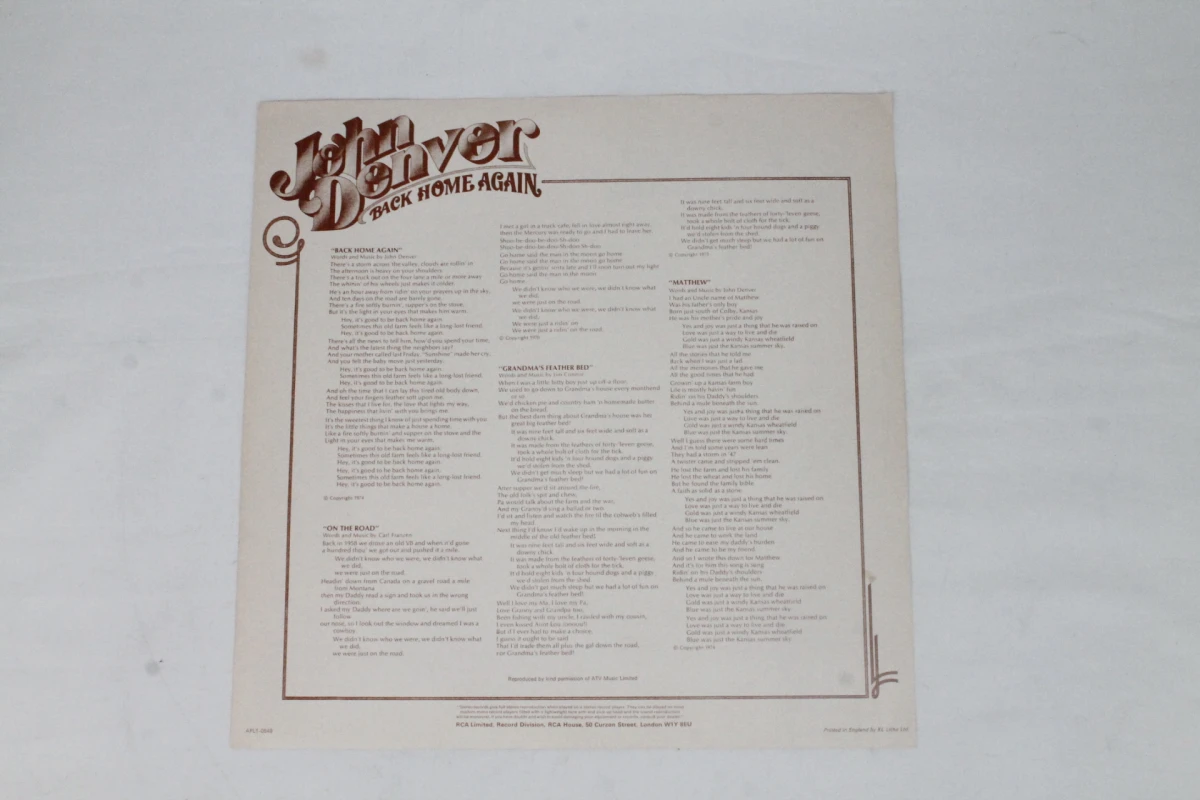 LP: John Denver: Back Home Again - foto 6