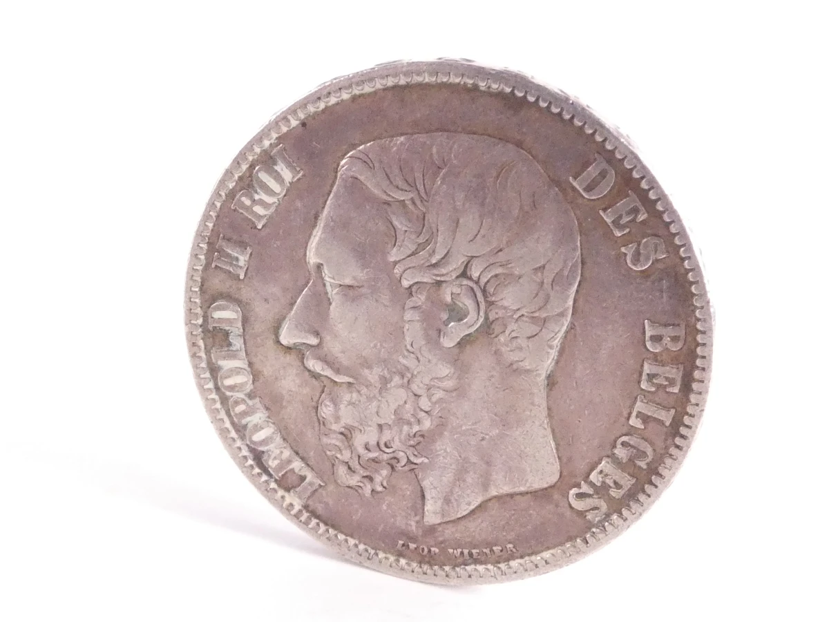 Twee Belgische zilveren munt 5 frank -1873 - foto 4