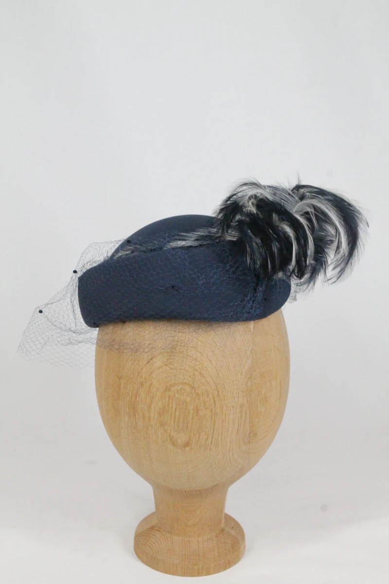 Donkerblauwe vintage Pillbox-hoed - foto 2