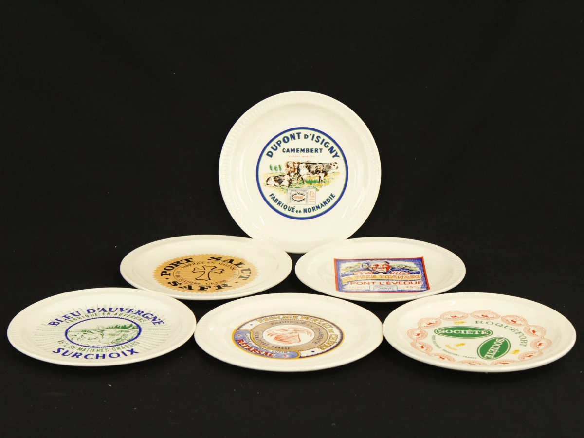 Set van 6 Franse keramische kaasbordjes met doos - foto 3