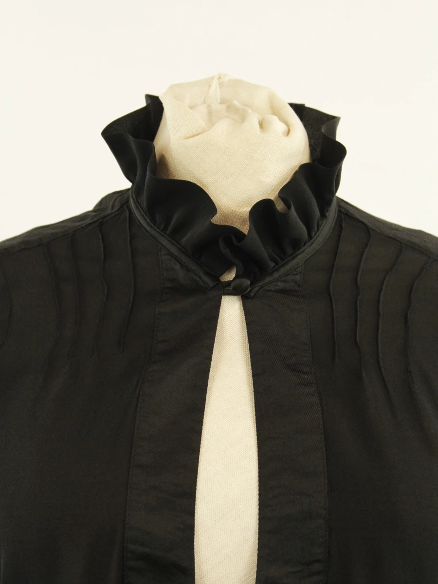 Essentiel Antwerp - zwarte zijden blouse met ruffles - maat 38 - foto 3