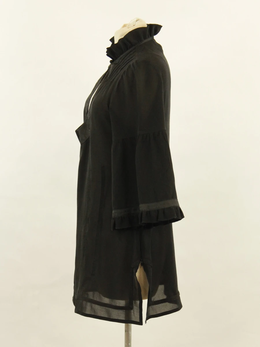 Essentiel Antwerp - zwarte zijden blouse met ruffles - maat 38 - foto 5