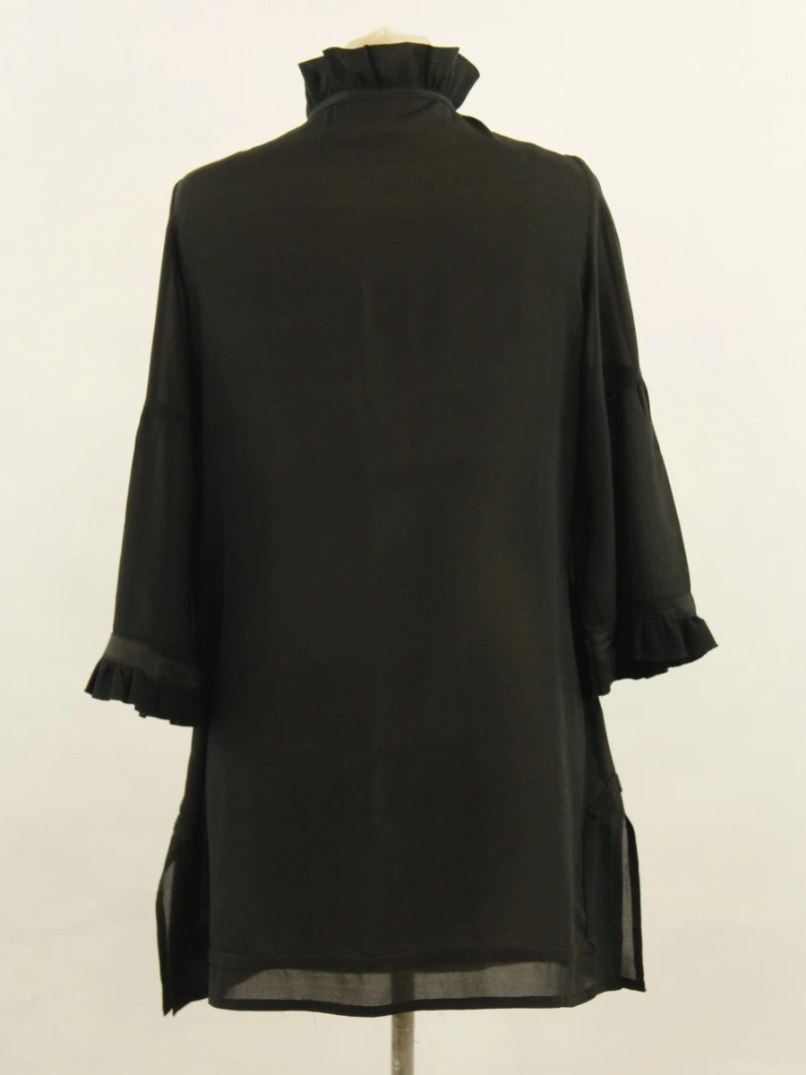 Essentiel Antwerp - zwarte zijden blouse met ruffles - maat 38 - foto 7