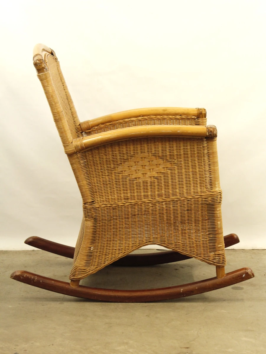 Vintage rotan schommelstoel in de stijl van Rohé Noordwolde - jaren 1960/70 - foto 3