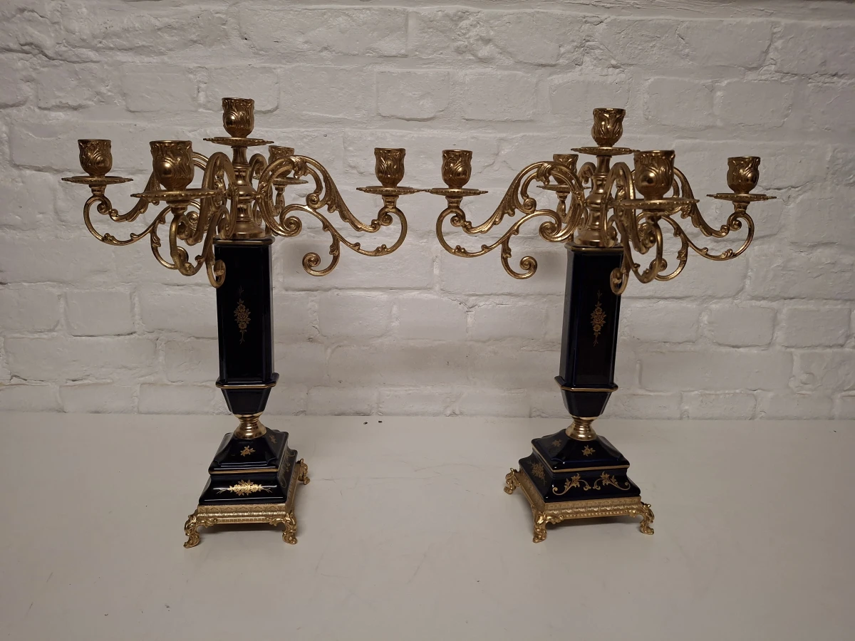 Set van 2 antieke kandelaars in klassieke Franse Empire-stijl - foto 6
