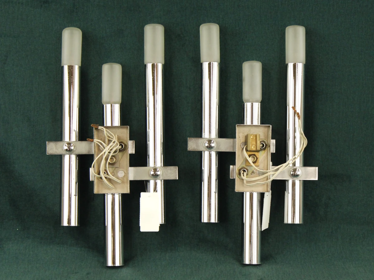Set van 2 vintage chroom wandlampen – In de stijl van Gaetano Sciolari (jaren '70) - foto 3