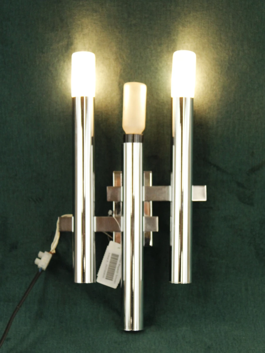 Set van 2 vintage chroom wandlampen – In de stijl van Gaetano Sciolari (jaren '70) - foto 6