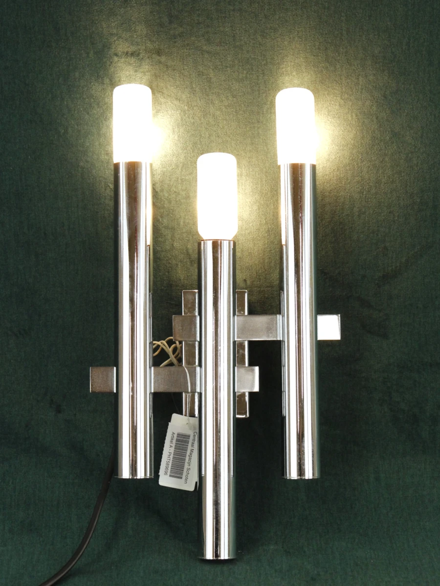 Set van 2 vintage chroom wandlampen – In de stijl van Gaetano Sciolari (jaren '70) - foto 7