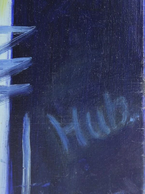 Expresief portret van blauwe dame gesigneerd HUB - foto 7