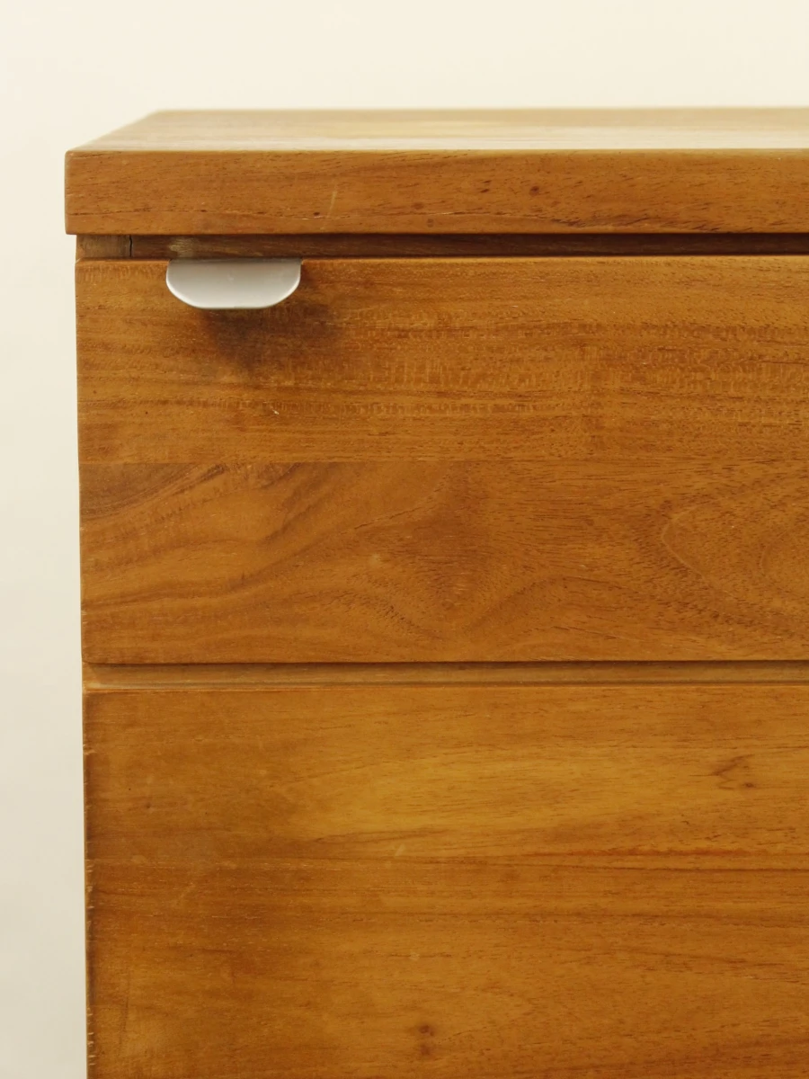 Massief teakhouten kast - strak, tijdloos design - 3 laden + kastgedeelte met vakken - foto 3