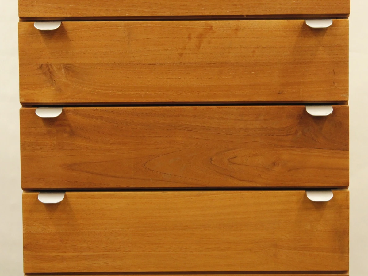 Massief teakhouten kast - strak, tijdloos design - 3 laden + kastgedeelte met vakken - foto 4