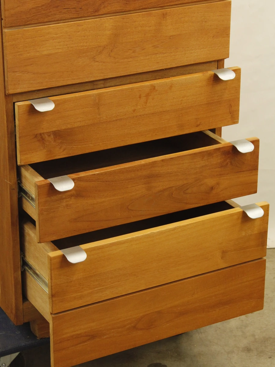 Massief teakhouten kast - strak, tijdloos design - 3 laden + kastgedeelte met vakken - foto 11