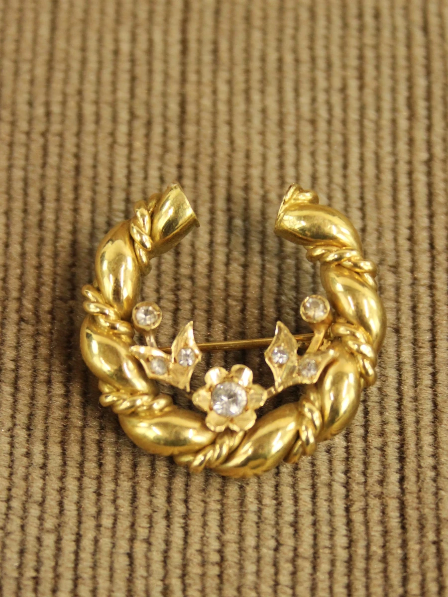 18 karaat gouden florale kransbroche - foto 3