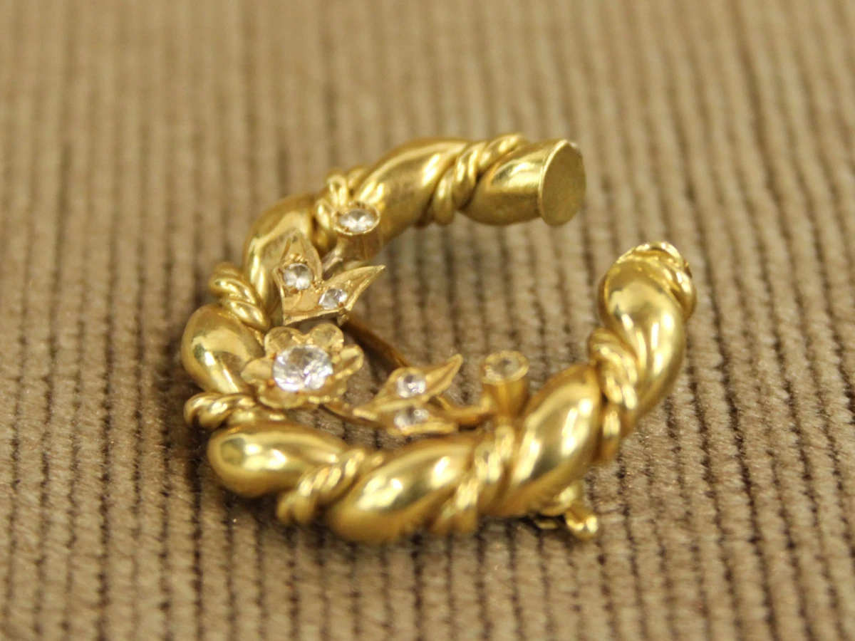 18 karaat gouden florale kransbroche - foto 4
