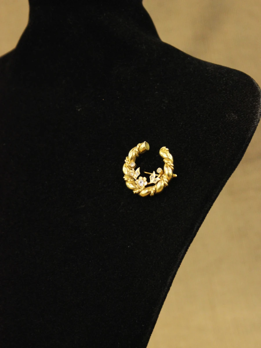 18 karaat gouden florale kransbroche - foto 7