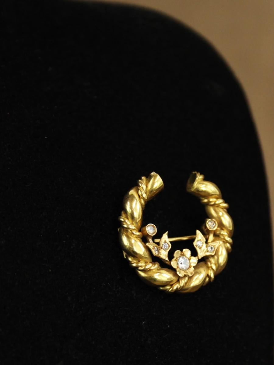 18 karaat gouden florale kransbroche - foto 8